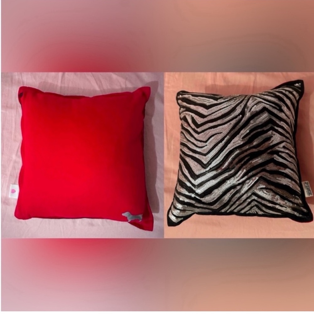 VINTAGE NEW VICTORIAS SECRET PINK DOUBLE SIDED THROW PILLOW
